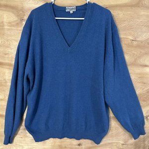 Belvedere Lana Merino Wool Sweater Mens X-Large Solid Blue Long Sleeve V Neck